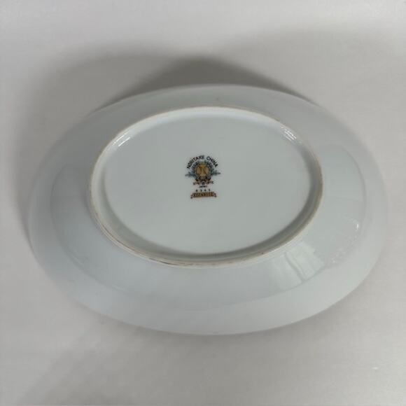 Noritake Edenrose 10" Oval Vegetable Bowl Gray/Pink/White Roses VTG - Picture 7 of 16